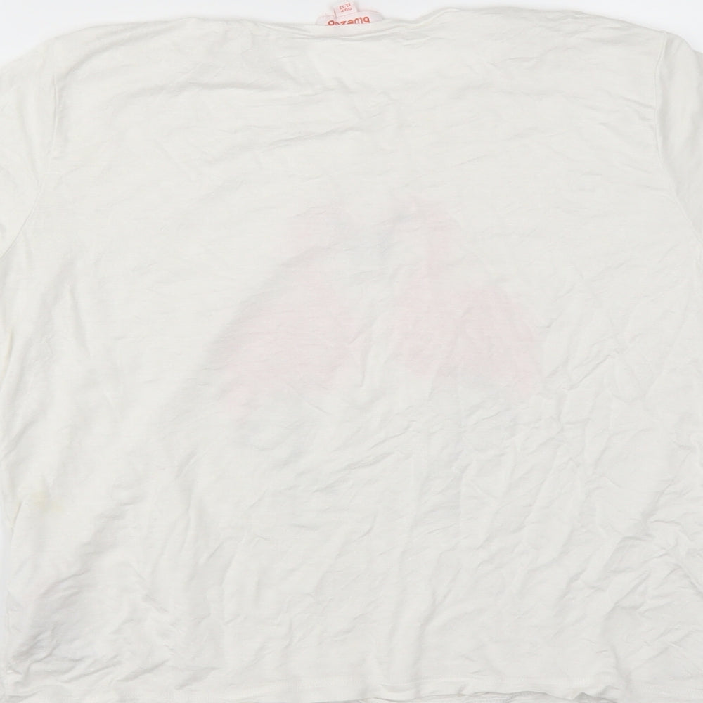bluezoo Girls White   Basic T-Shirt Size 11-12 Years  - FLAMINGO