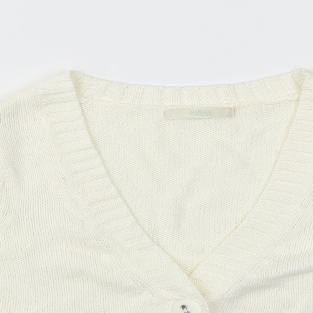 Marks and Spencer Womens White   Shrug Jumper Size 8
