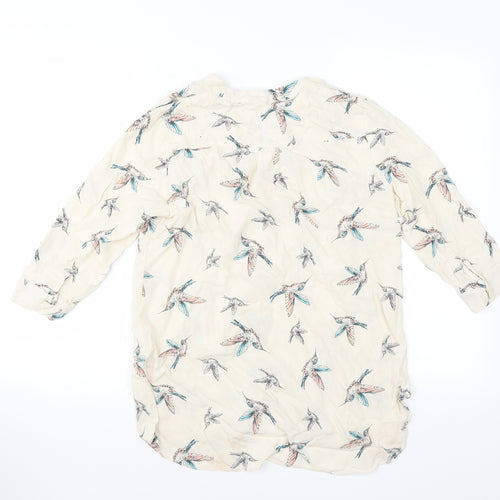 F&F Womens Beige   Basic Blouse Size 10  - bird print