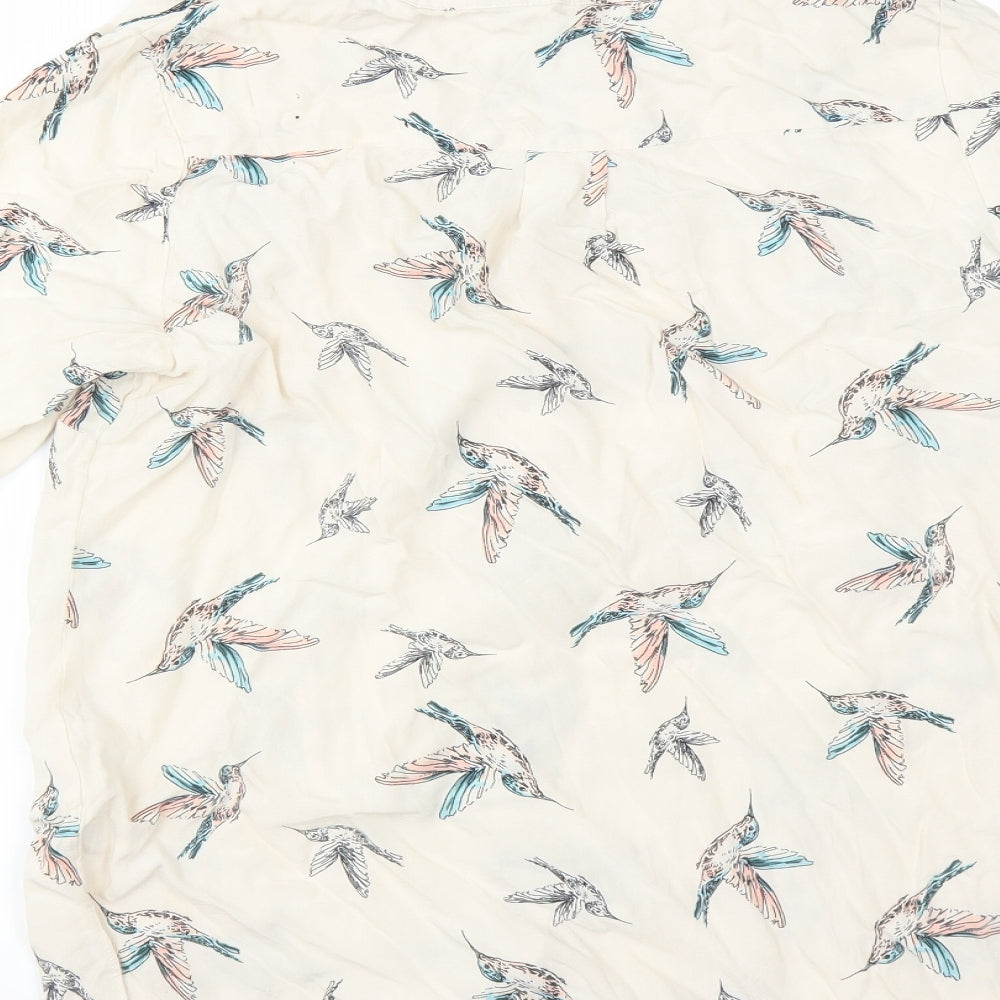 F&F Womens Beige   Basic Blouse Size 10  - bird print