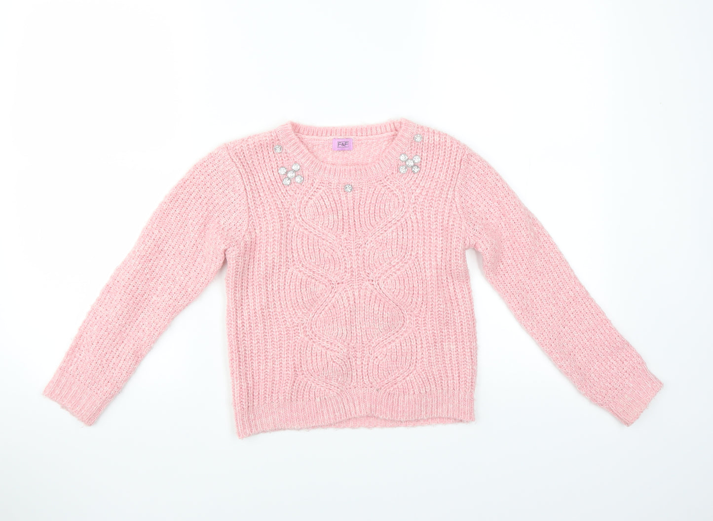 F&F Girls Pink   Pullover Jumper Size 6-7 Years