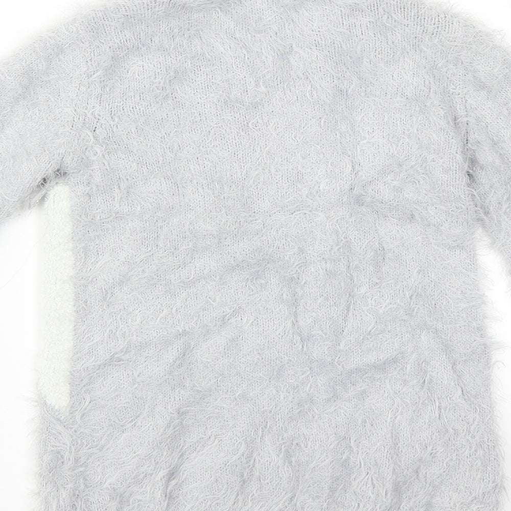 Primark Girls Grey   Pullover Jumper Size 5-6 Years  - unicorn