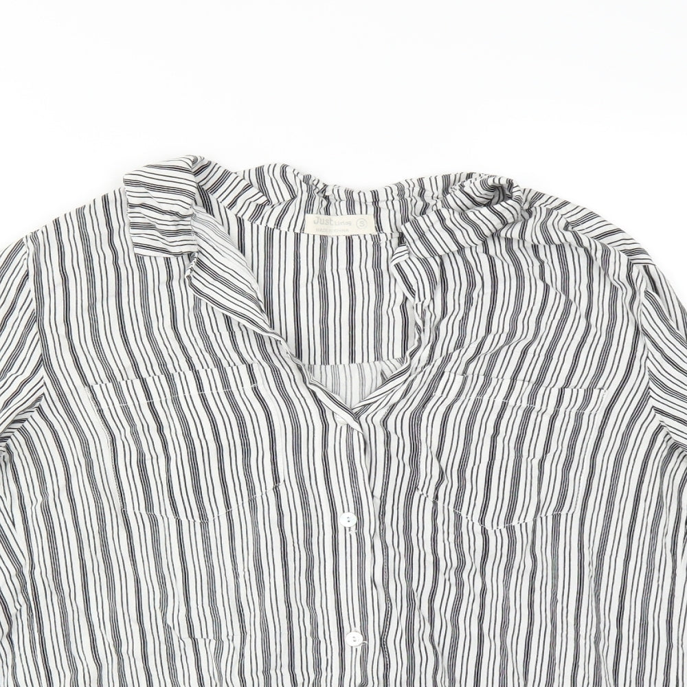 Just Living  Womens Black Striped  Basic Button-Up Size S
