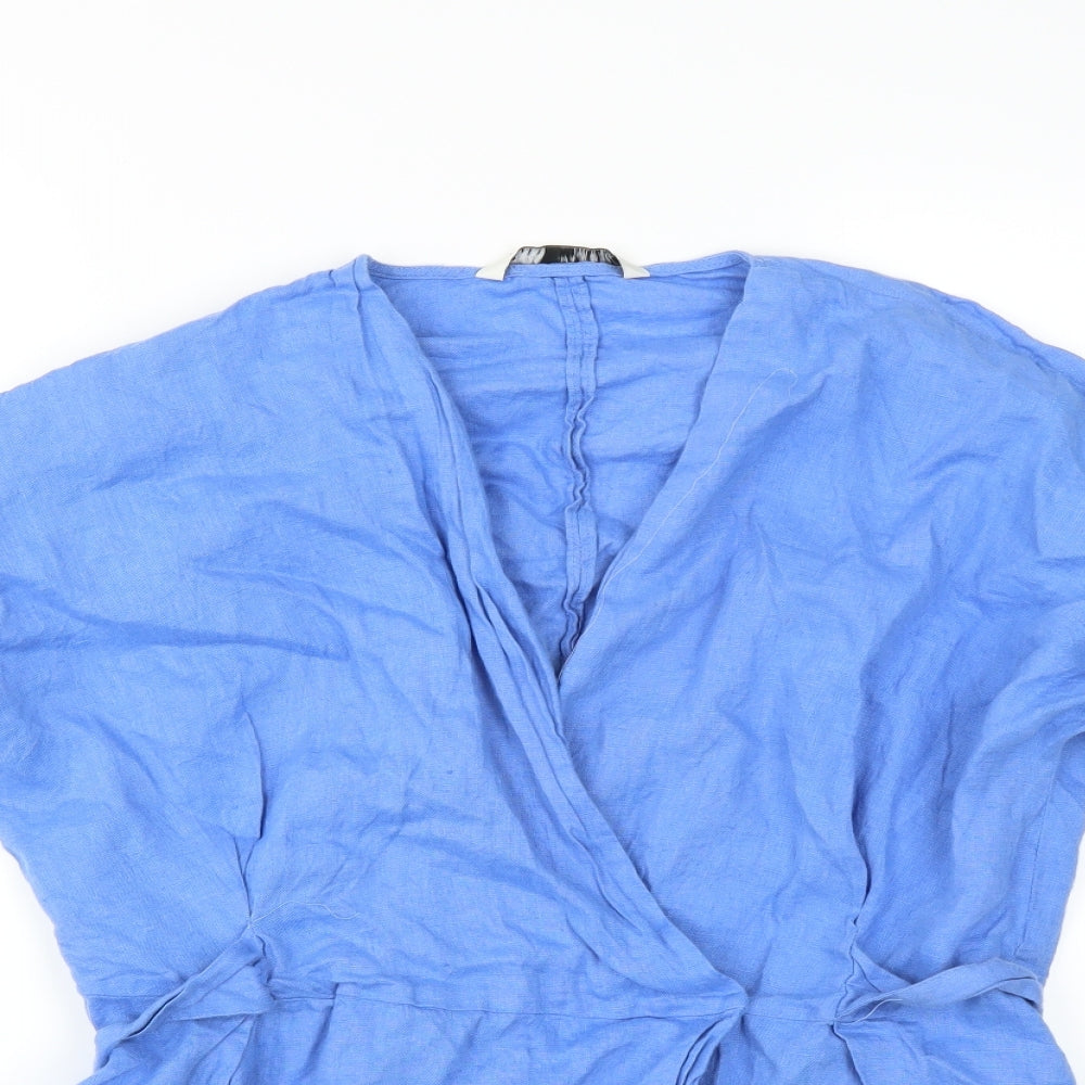 Zara Womens Blue   Wrap Blouse Size L