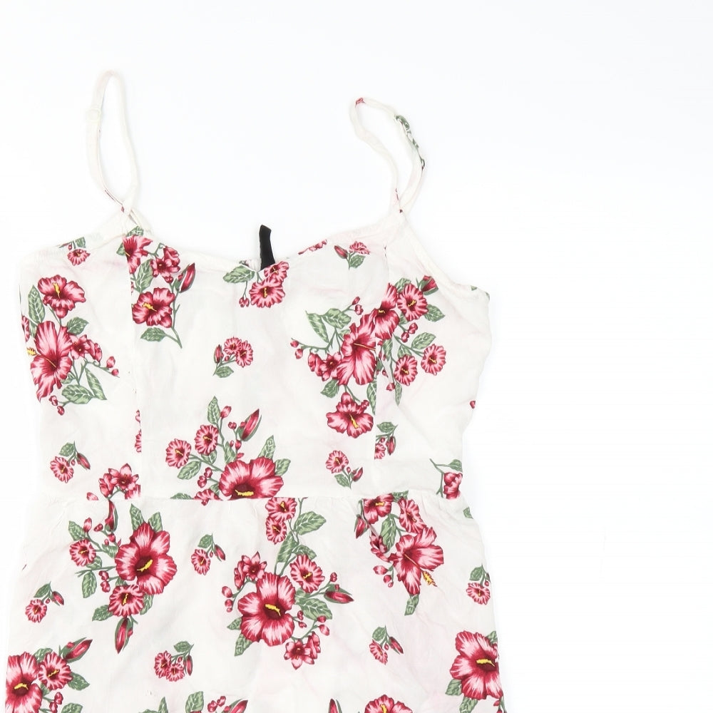 Divided by H&M Womens White Floral  Mini  Size 14