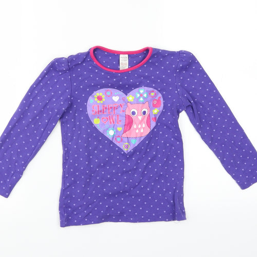 Miniclub Girls Purple   Top Pyjama Top Size 5-6 Years  - sleepy owl