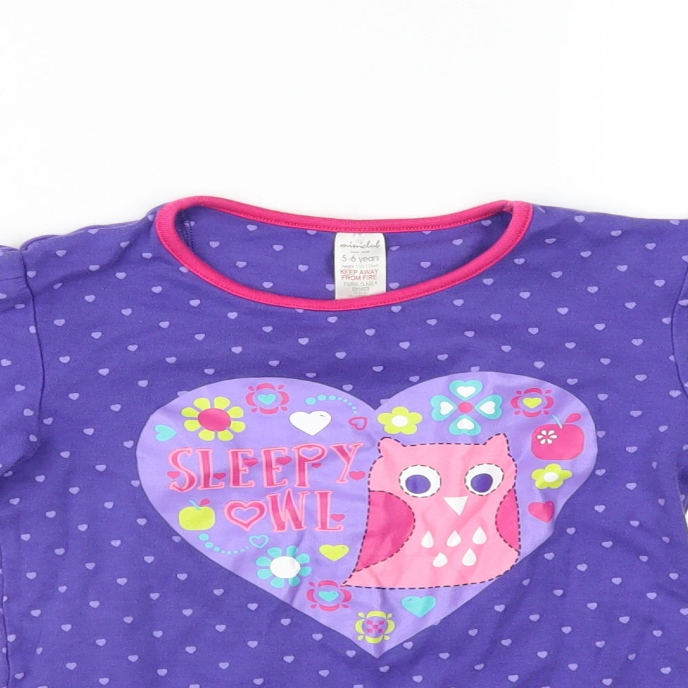 Miniclub Girls Purple   Top Pyjama Top Size 5-6 Years  - sleepy owl