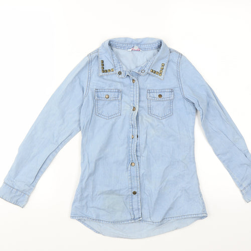 Miss Evie Girls Blue   Basic Button-Up Size 8-9 Years
