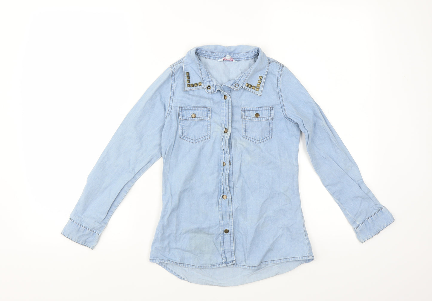 Miss Evie Girls Blue   Basic Button-Up Size 8-9 Years