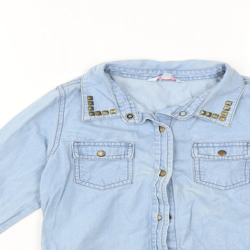 Miss Evie Girls Blue   Basic Button-Up Size 8-9 Years
