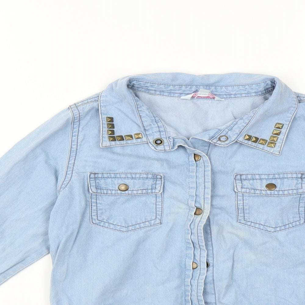 Miss Evie Girls Blue   Basic Button-Up Size 8-9 Years