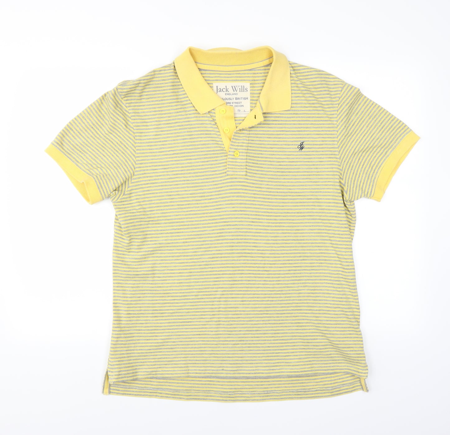 Jack Wills Mens Yellow Striped   Polo Size L