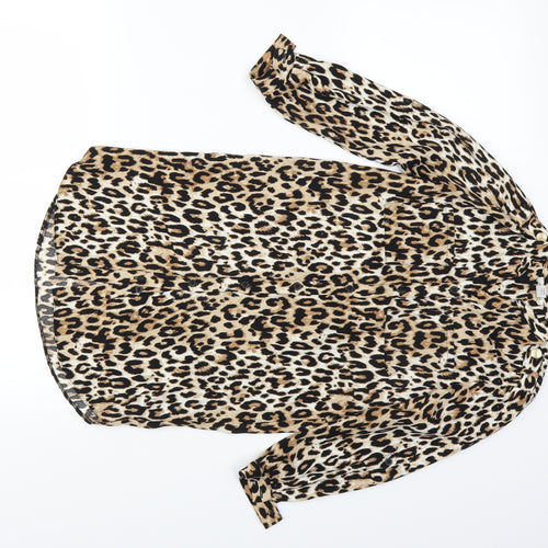 River Island Girls Brown Animal Print  Shirt Dress  Size 8 Years