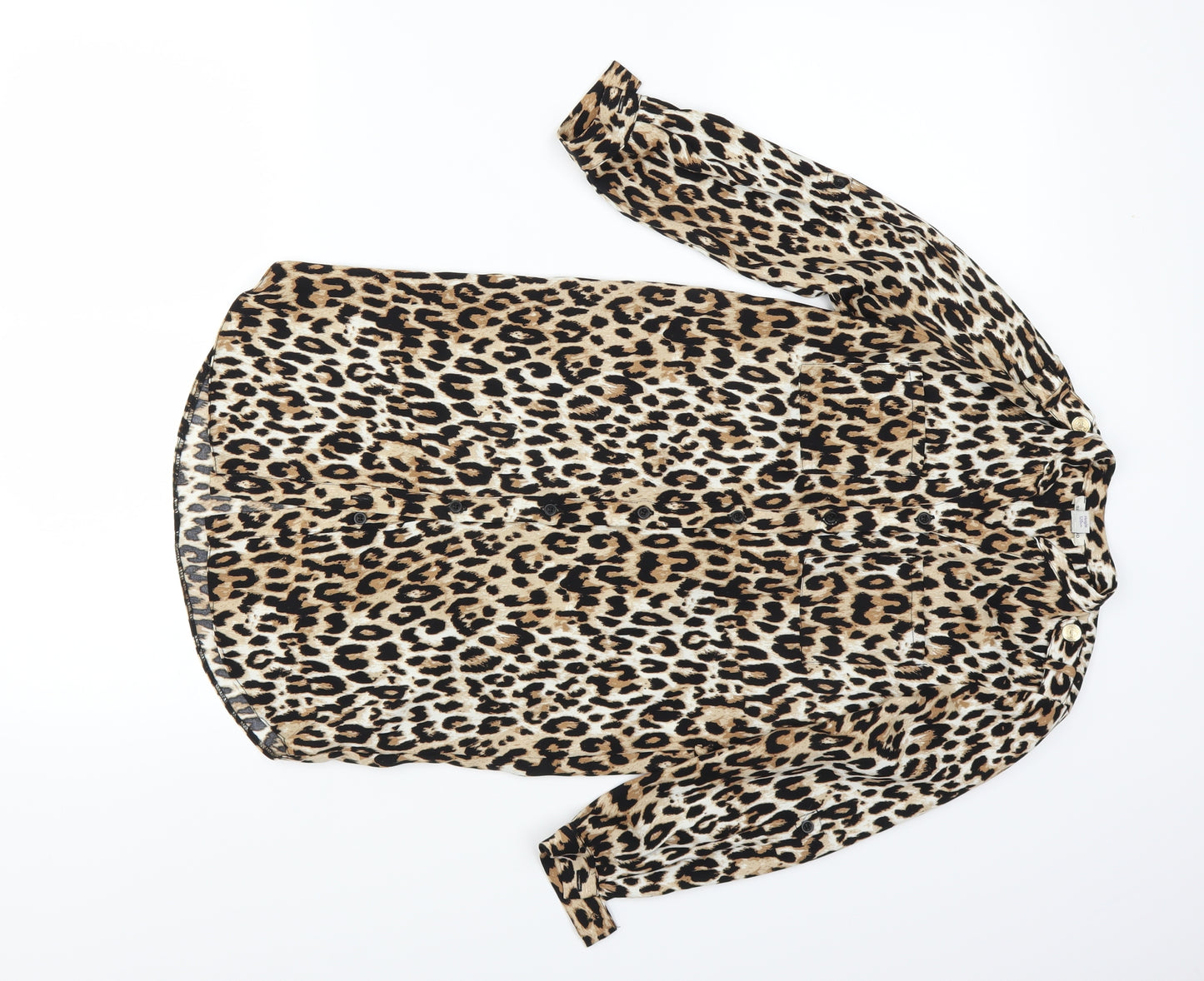 River Island Girls Brown Animal Print  Shirt Dress  Size 8 Years