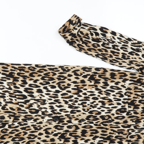 River Island Girls Brown Animal Print  Shirt Dress  Size 8 Years