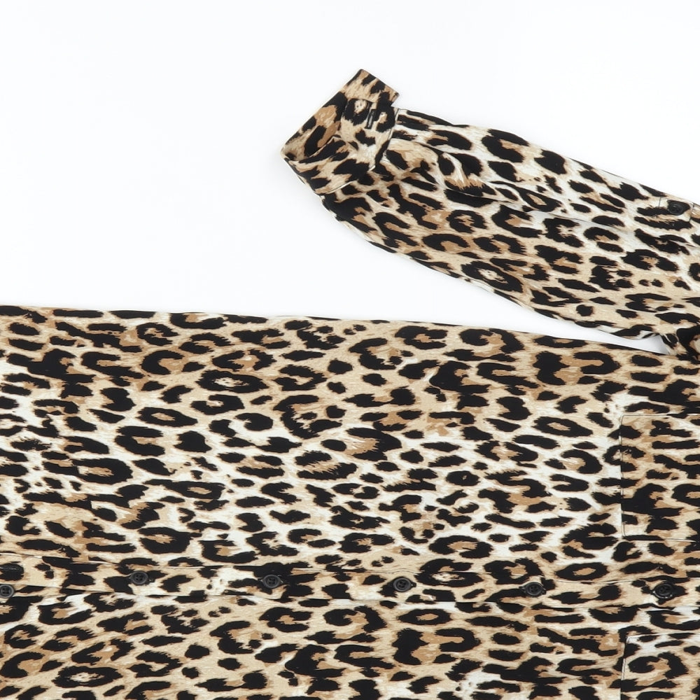 River Island Girls Brown Animal Print  Shirt Dress  Size 8 Years