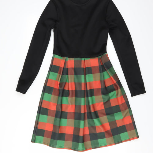 Want That Trend Womens Black Check  Fit & Flare  Size 8