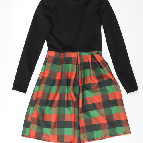 Want That Trend Womens Black Check  Fit & Flare  Size 8