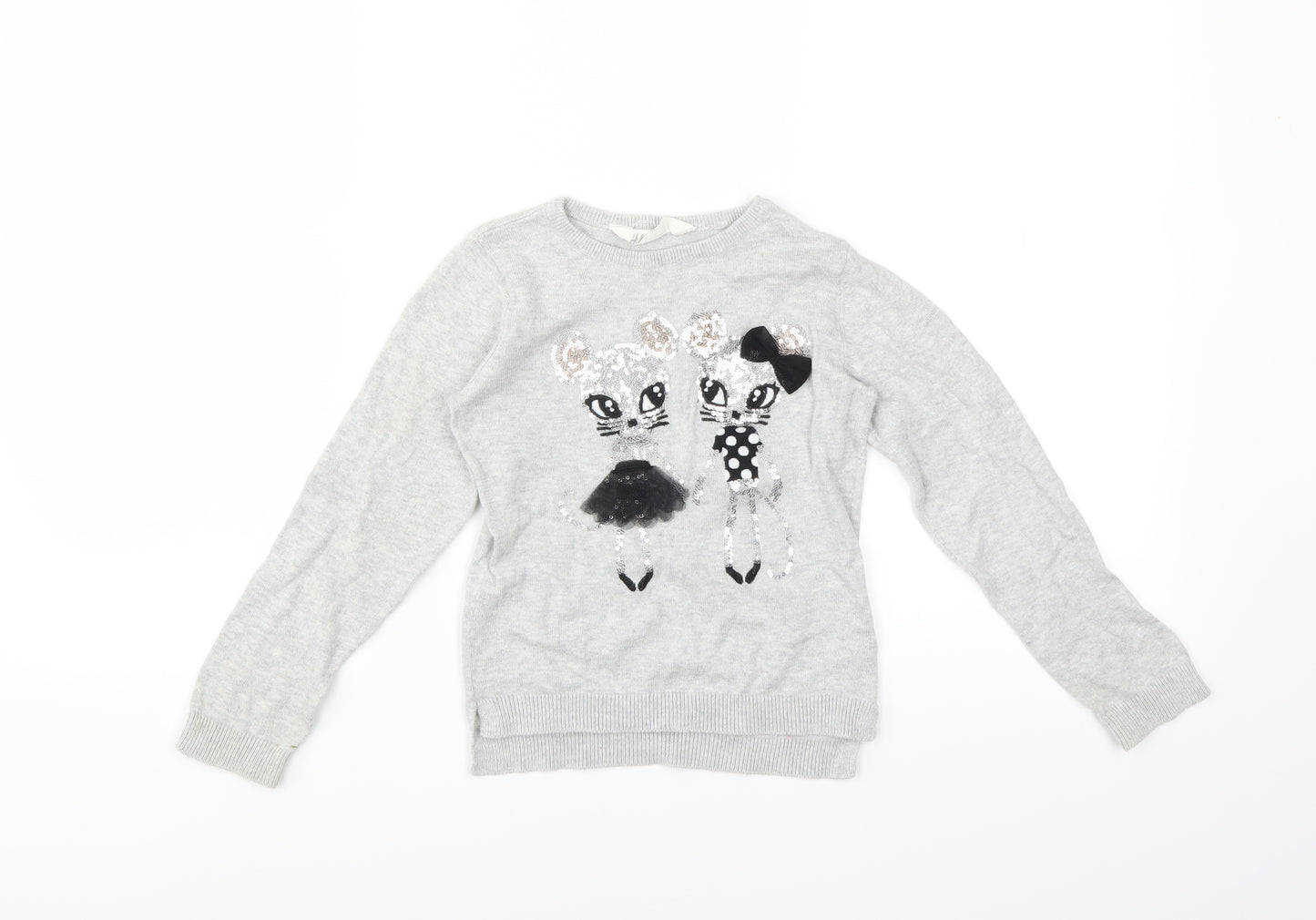 H&M Girls Grey   Pullover Jumper Size 4-5 Years