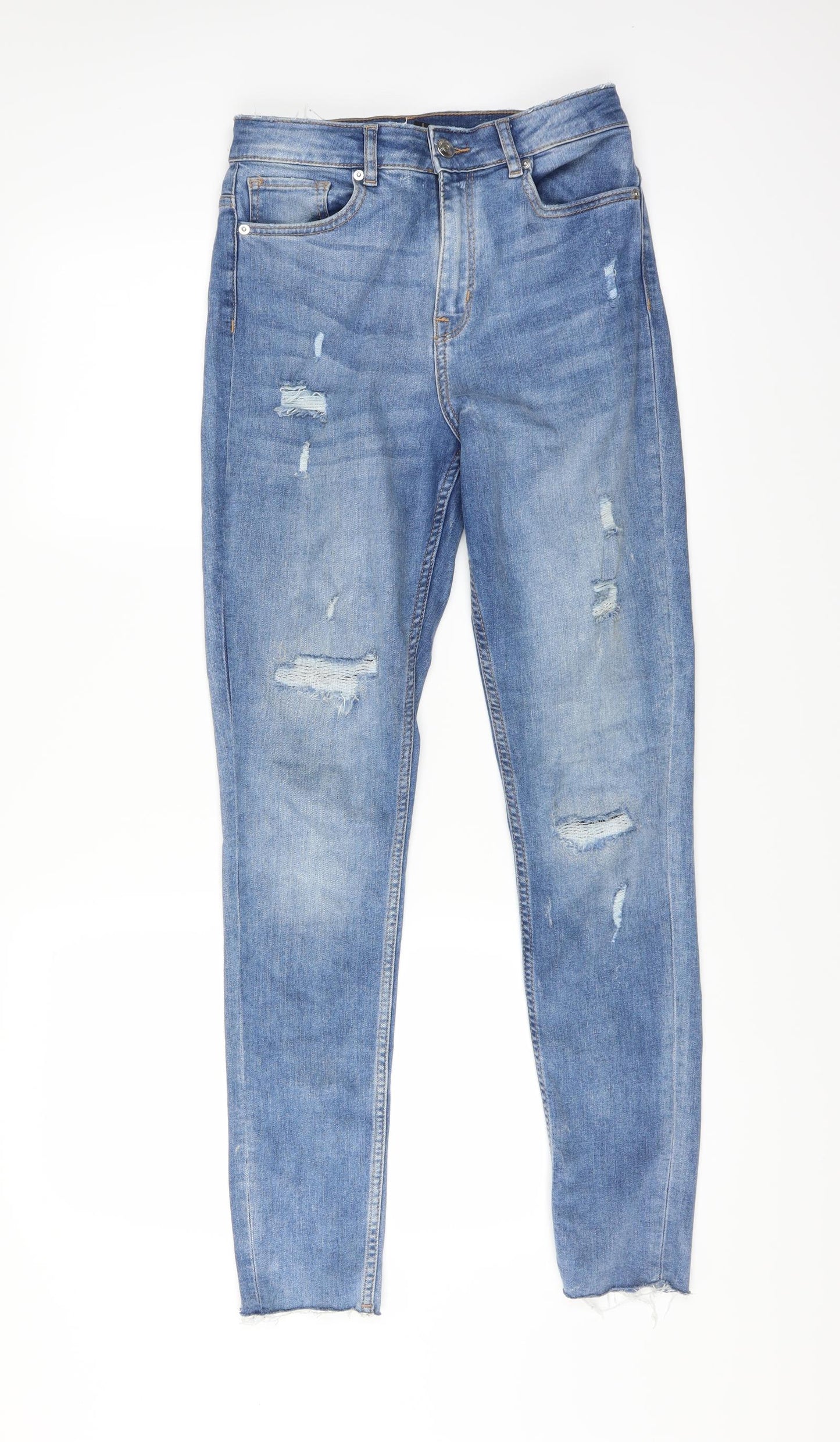 Divided by H&M Womens Blue   Skinny Jeans Size 12 L30 in - DISTRESSED