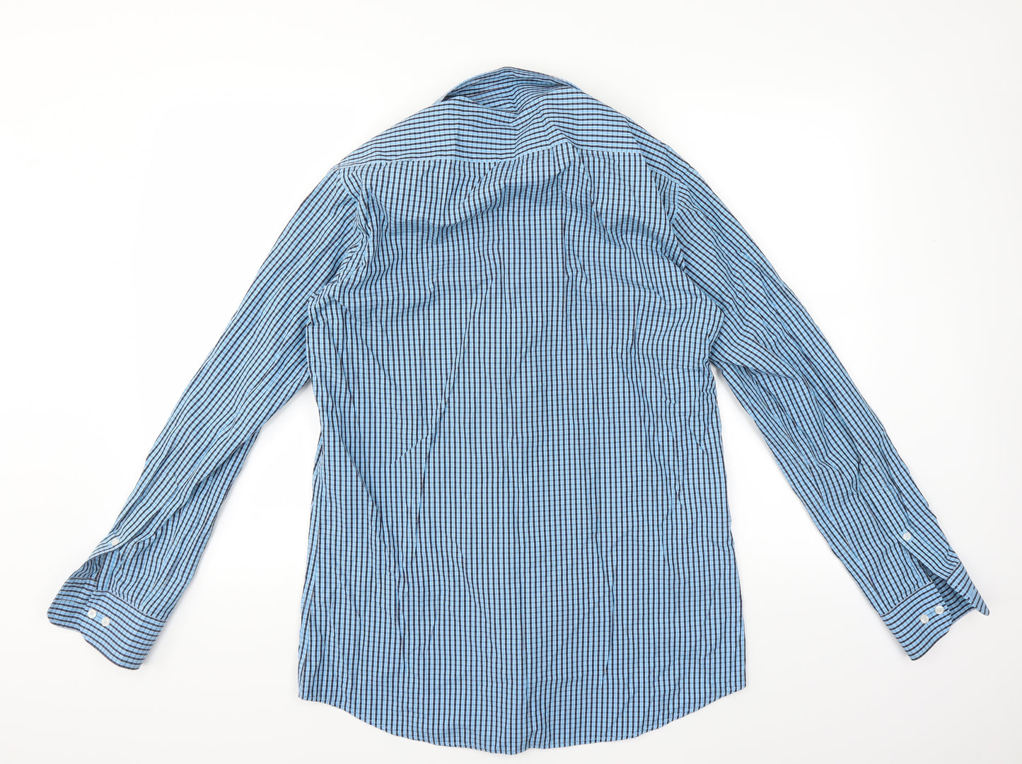 Westside Mens Blue Check   Dress Shirt Size 40