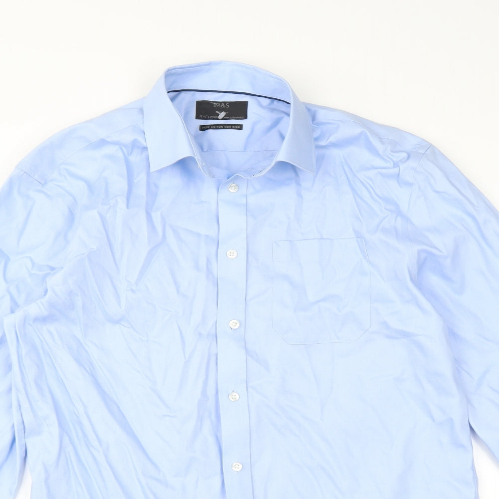 Marks and Spencer Mens Blue    Dress Shirt Size 15.5