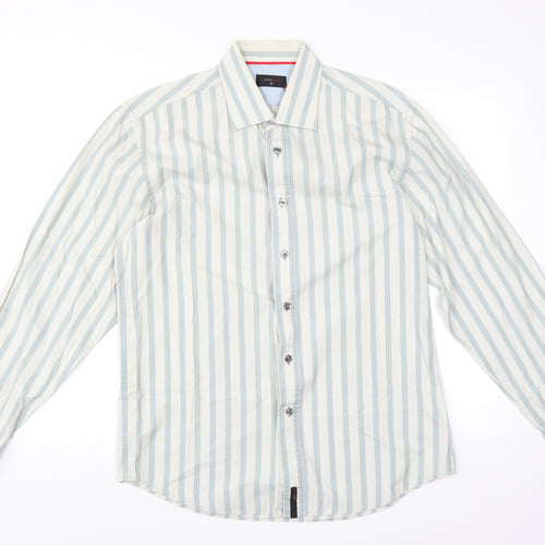 Jeff & Co Mens Green Striped   Button-Up Size M