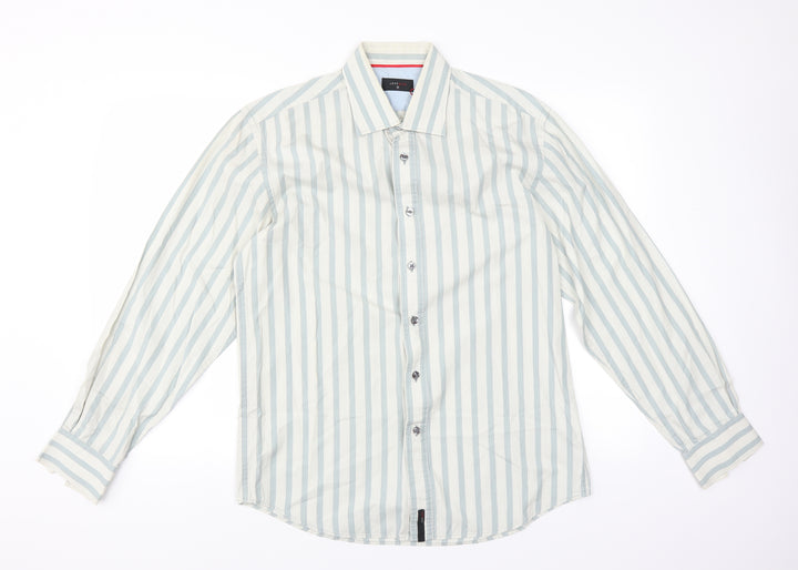 Jeff & Co Mens Green Striped   Button-Up Size M