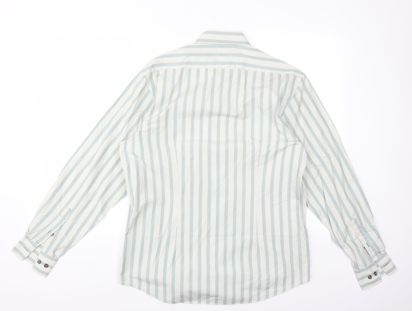 Jeff & Co Mens Green Striped   Button-Up Size M