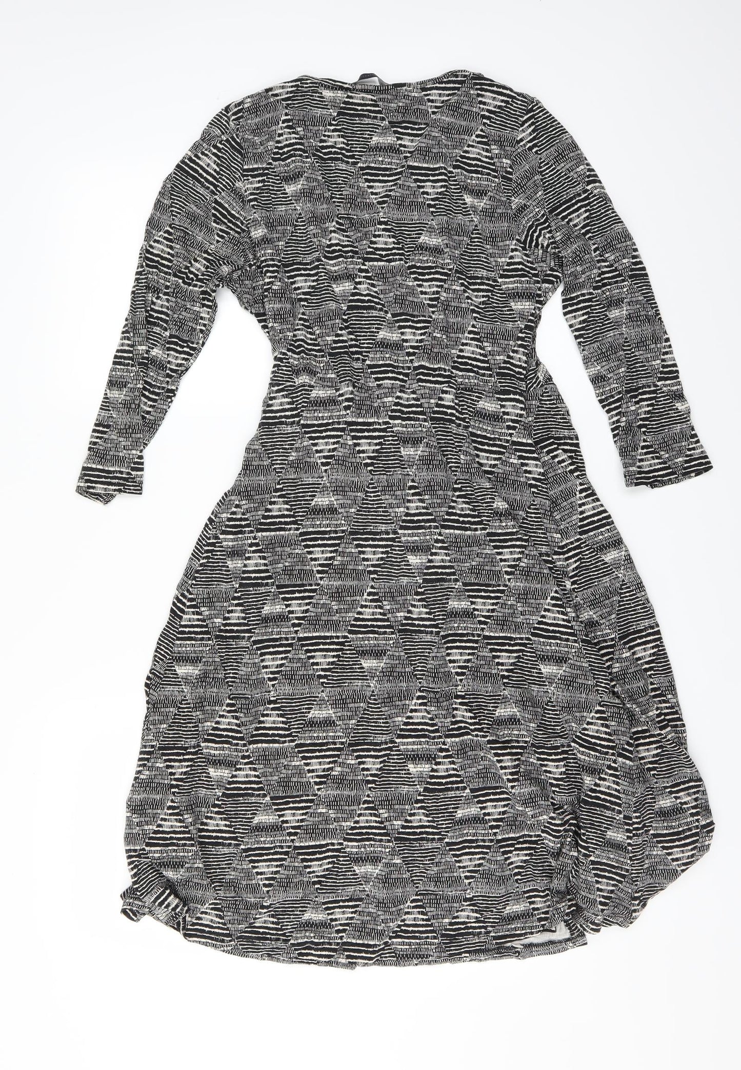 Marks and Spencer Womens Black Geometric  Wrap Dress  Size 14