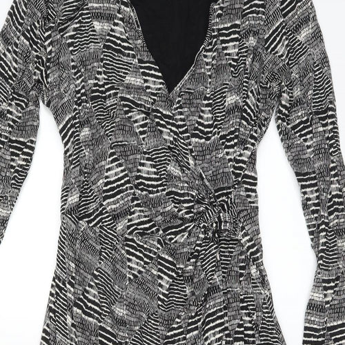 Marks and Spencer Womens Black Geometric  Wrap Dress  Size 14
