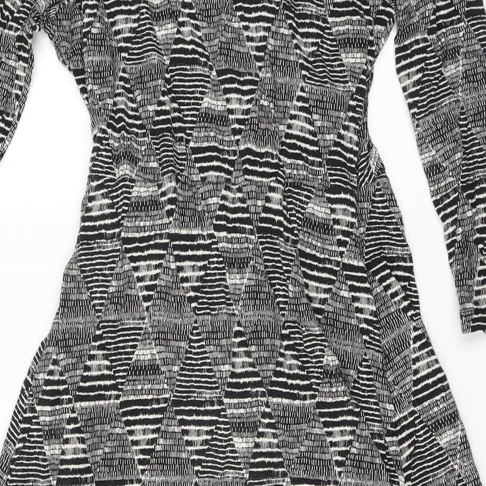 Marks and Spencer Womens Black Geometric  Wrap Dress  Size 14