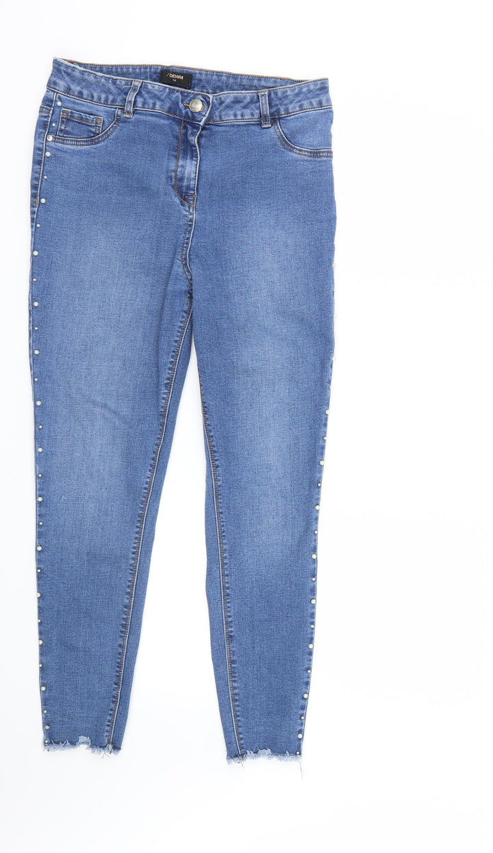 /Denim  Womens Blue  Denim Straight Jeans Size 14 L25 in