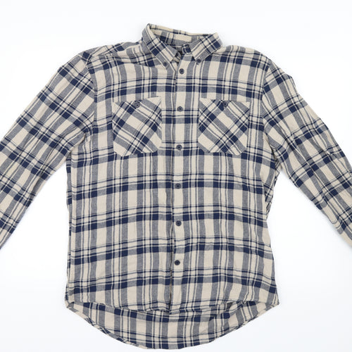 D/STRUCT Mens Blue Check   Button-Up Size XL