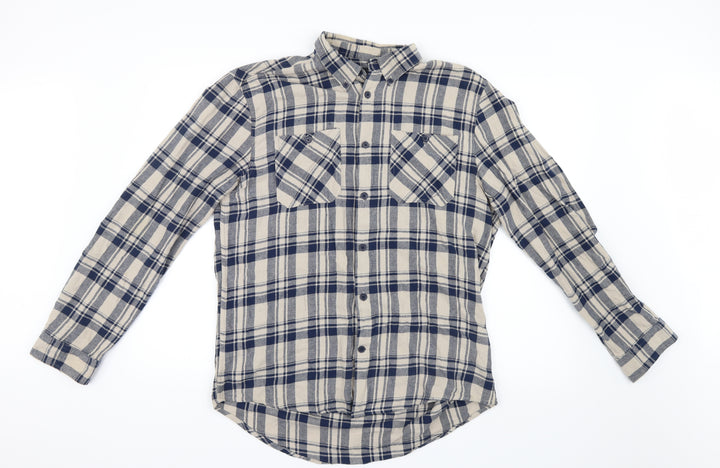 D/STRUCT Mens Blue Check   Button-Up Size XL
