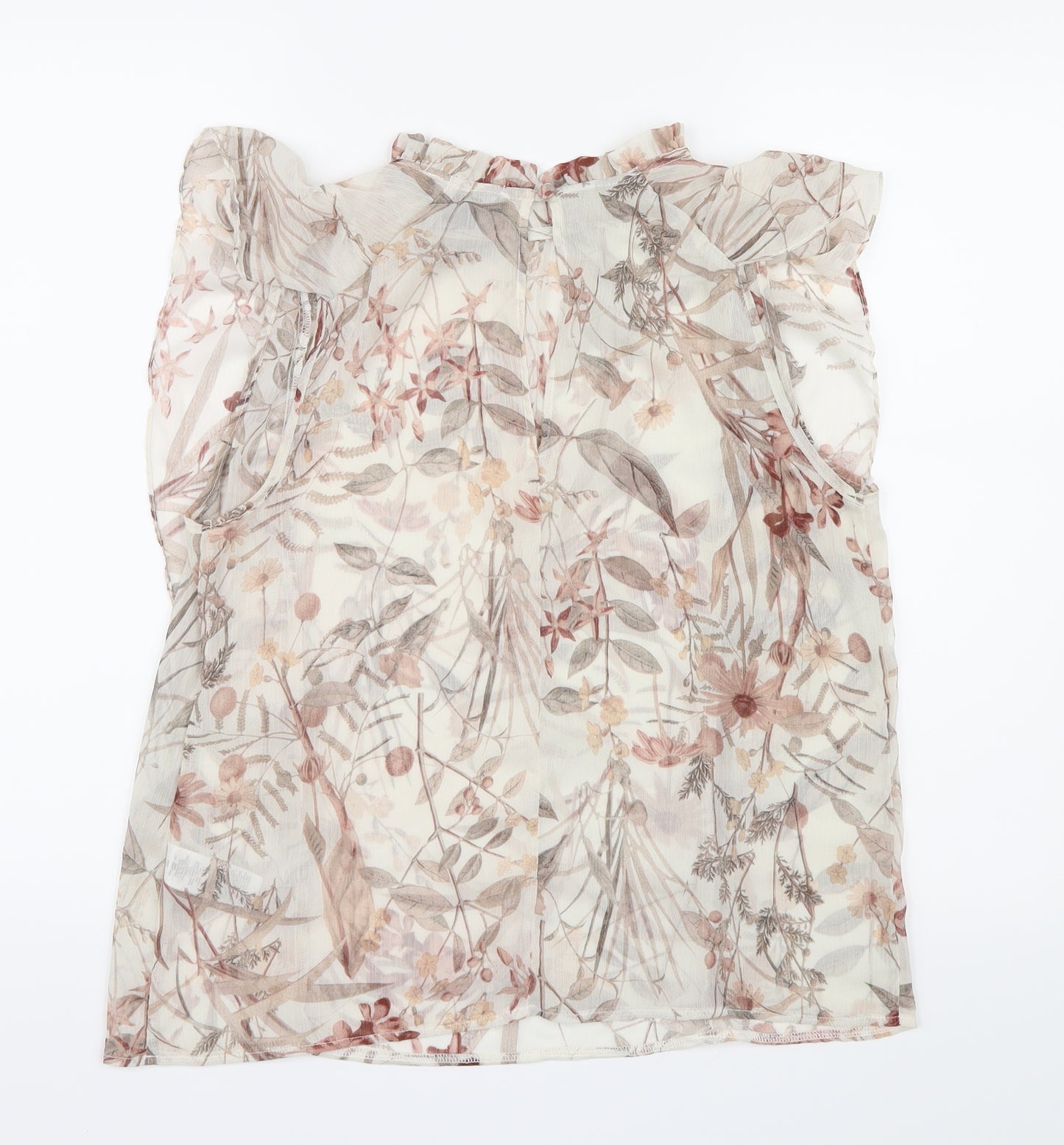 Primark Womens Brown Floral Mesh Basic Blouse Size 12