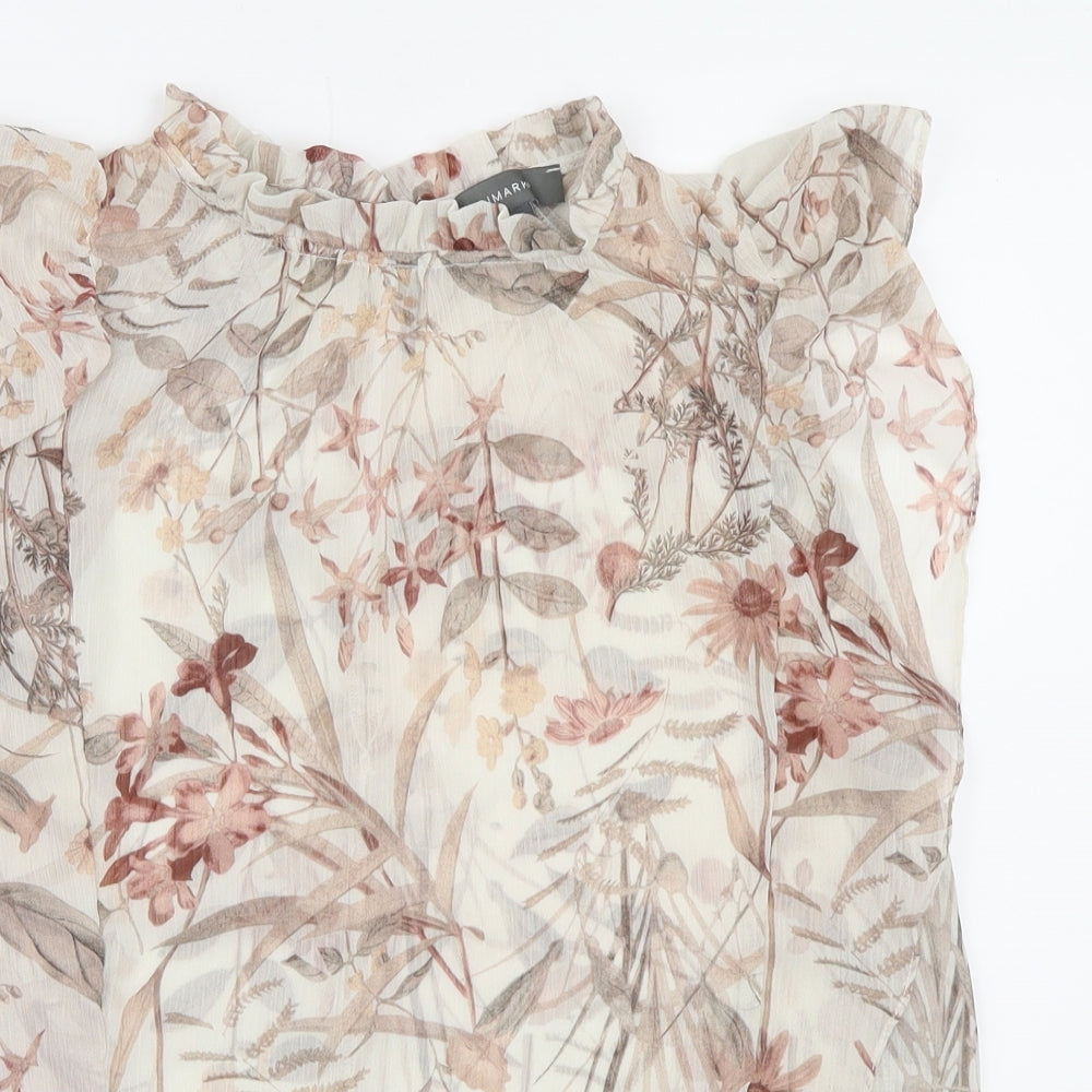 Primark Womens Brown Floral Mesh Basic Blouse Size 12