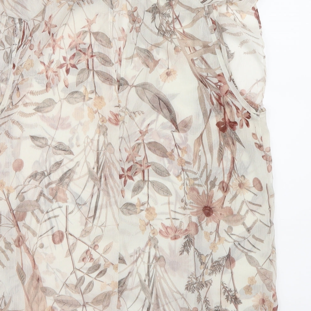 Primark Womens Brown Floral Mesh Basic Blouse Size 12