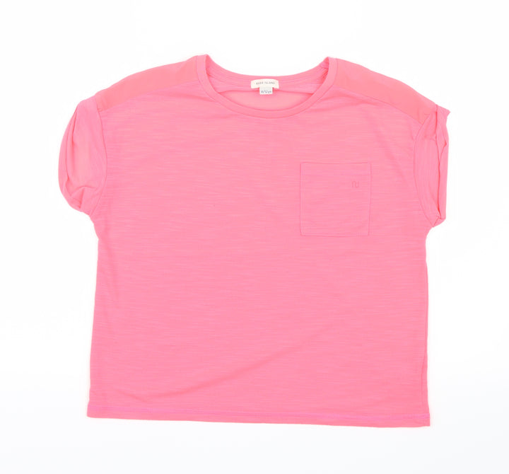 River Island Girls Pink Basic T-Shirt Size 11-12 Years - Neon