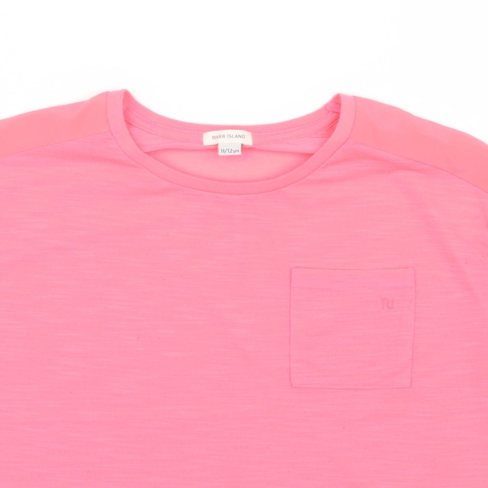 River Island Girls Pink   Basic T-Shirt Size 11-12 Years  - Neon