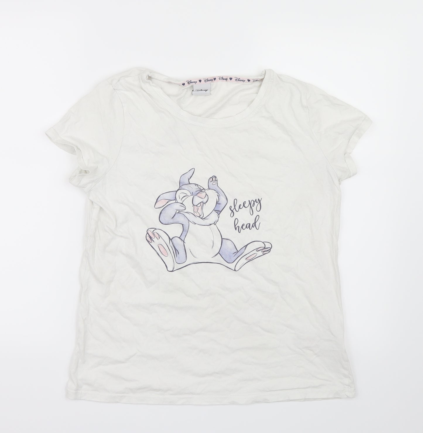 Disney Womens White Geometric  Top Pyjama Top Size 12