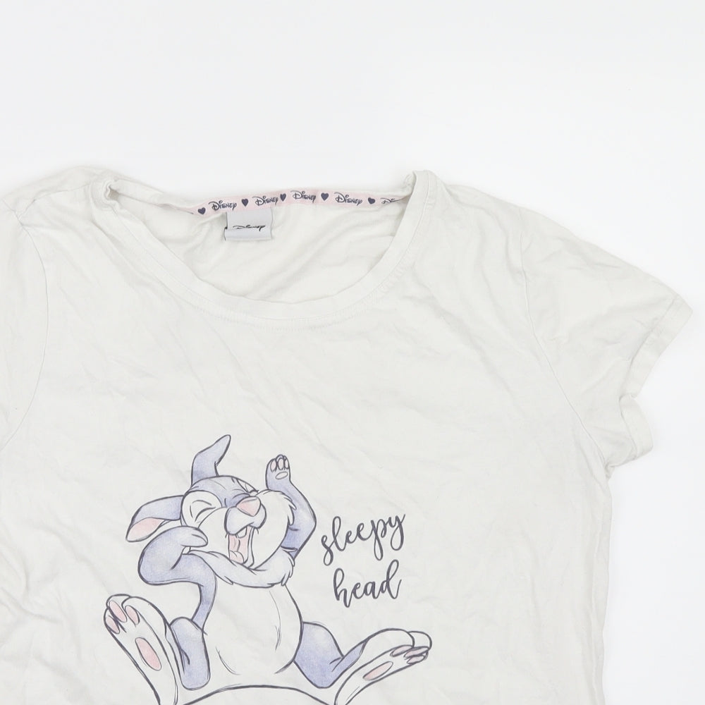 Disney Womens White Geometric  Top Pyjama Top Size 12