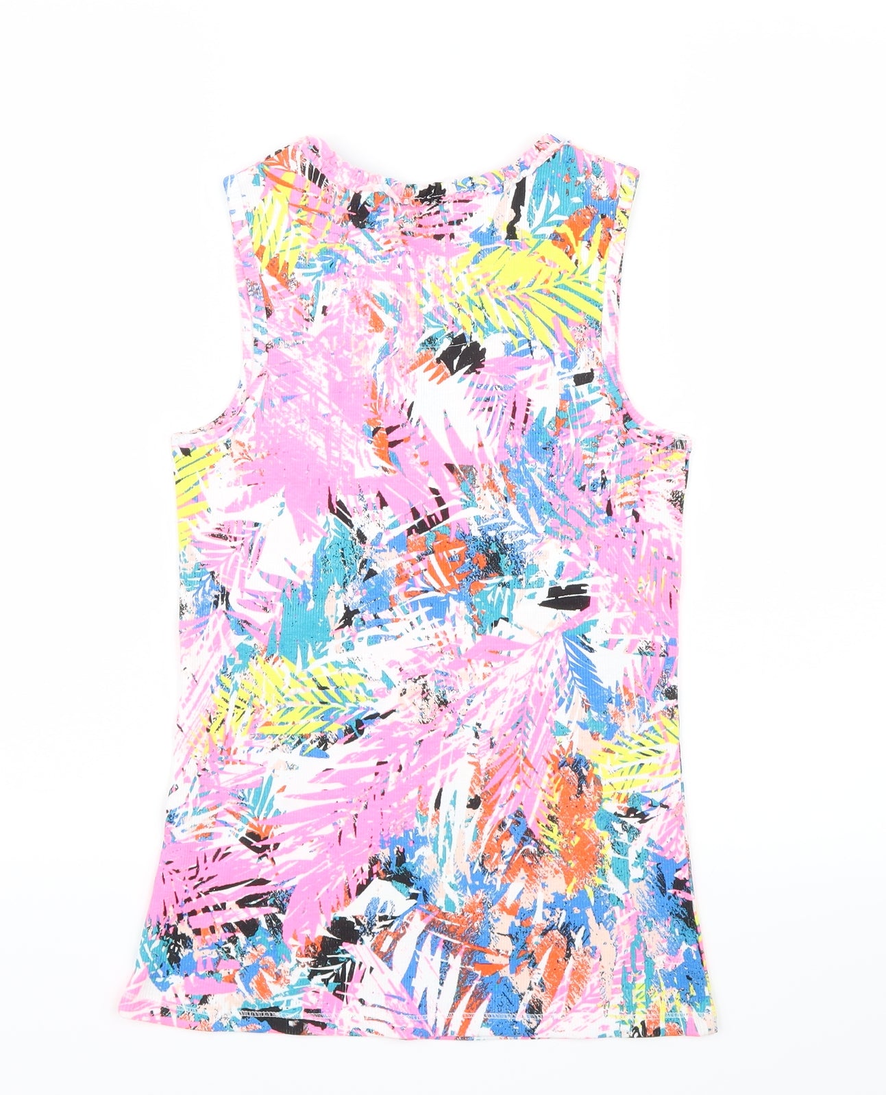 George Girls Pink Geometric  Basic T-Shirt Size 12-13 Years  - Leaf print