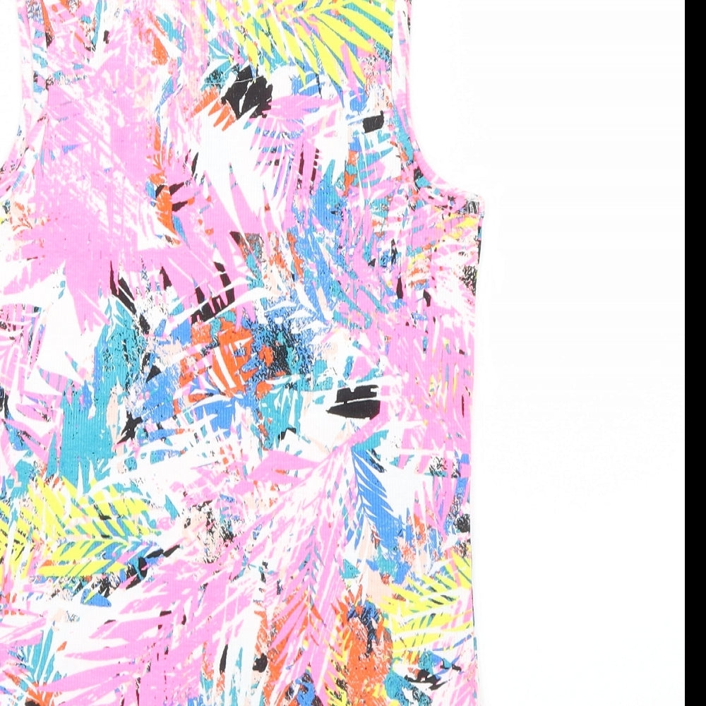 George Girls Pink Geometric  Basic T-Shirt Size 12-13 Years  - Leaf print