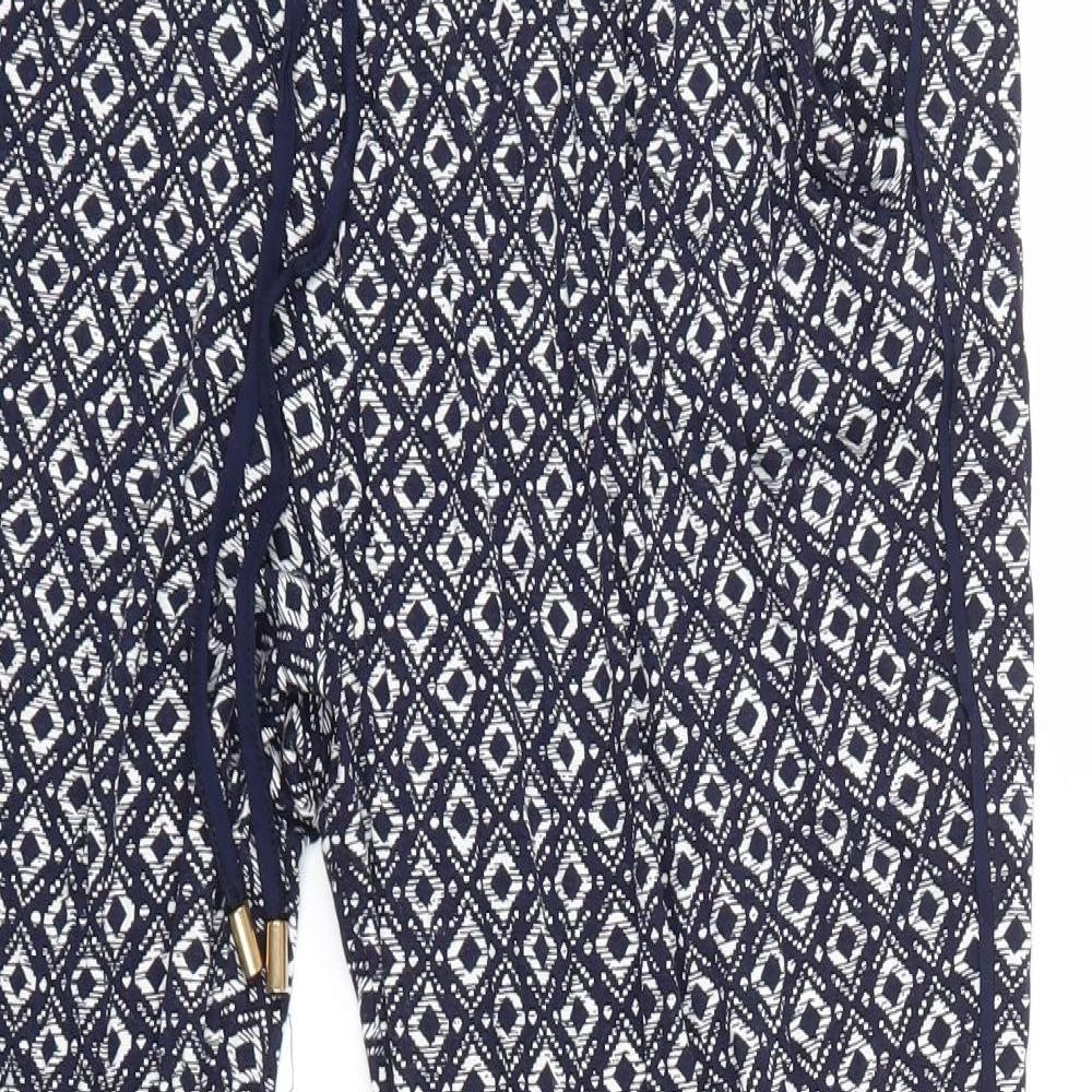 F&F Womens Blue Argyle/Diamond  Trousers  Size 14 L27 in