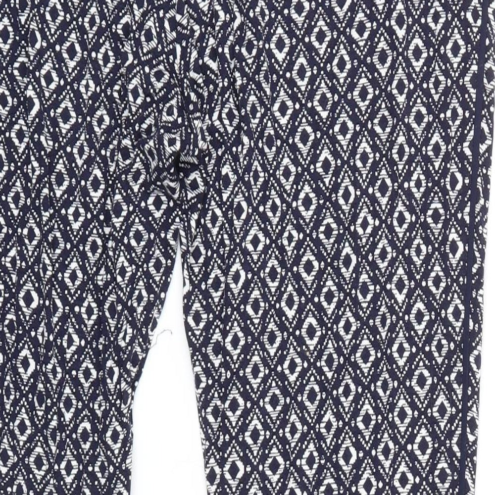 F&F Womens Blue Argyle/Diamond  Trousers  Size 14 L27 in