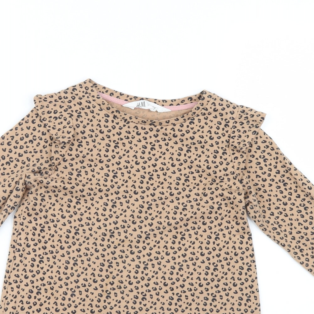 H&M Girls Brown Animal Print  Shirt Dress  Size 5-6 Years  - Leopard Print