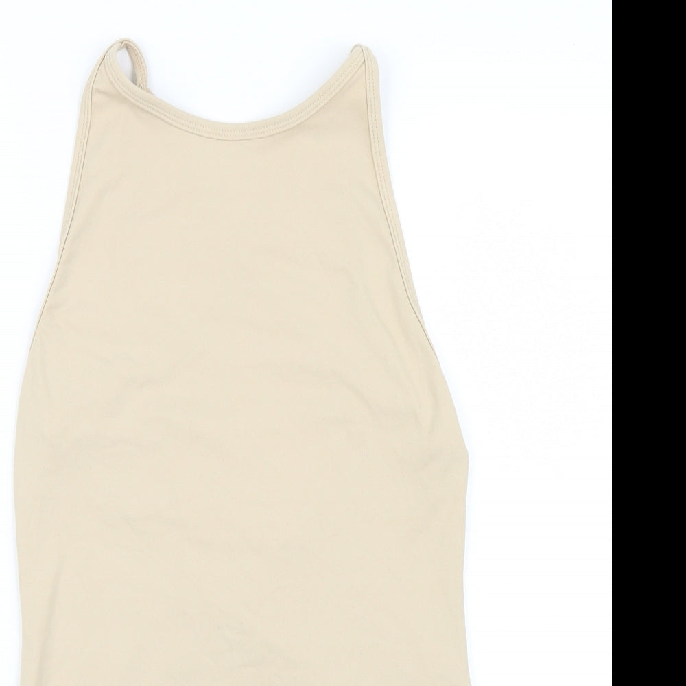 BALANCE Womens Beige   Basic Button-Up Size L  - Bodysuit