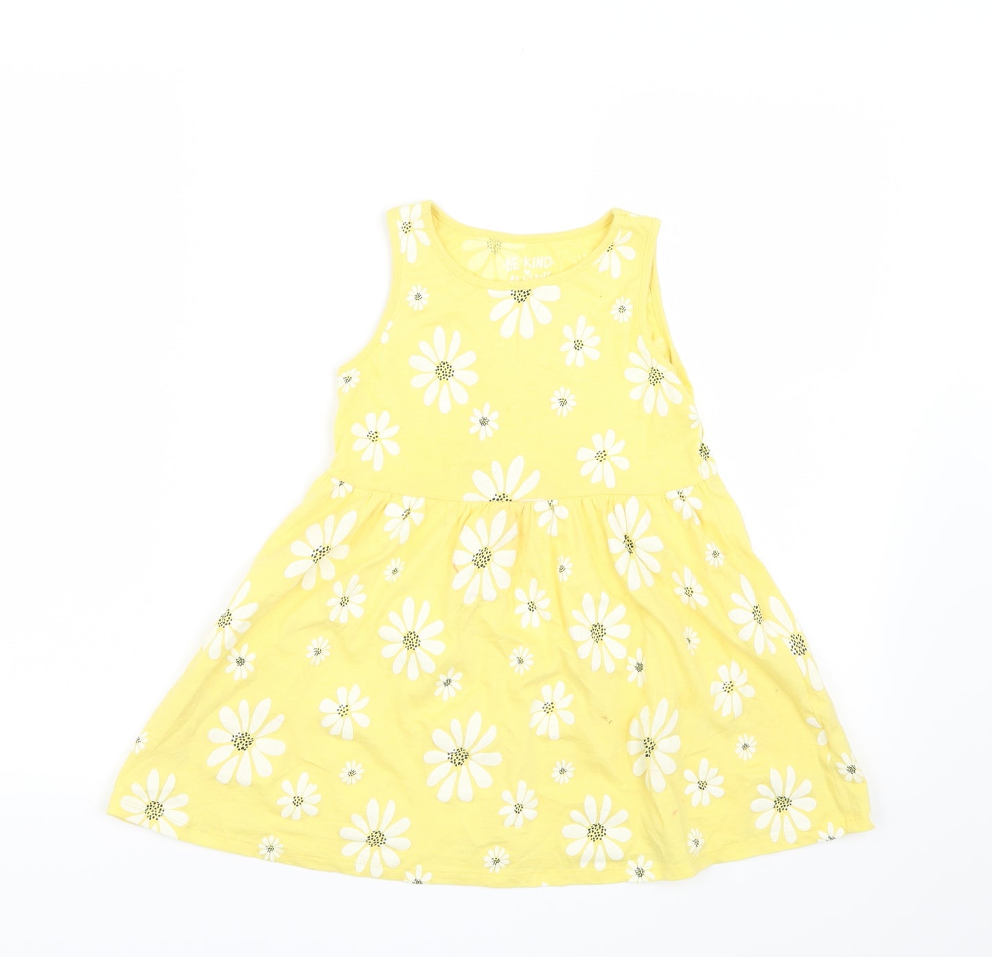 F&F Girls Yellow Floral  Shirt Dress  Size 5-6 Years