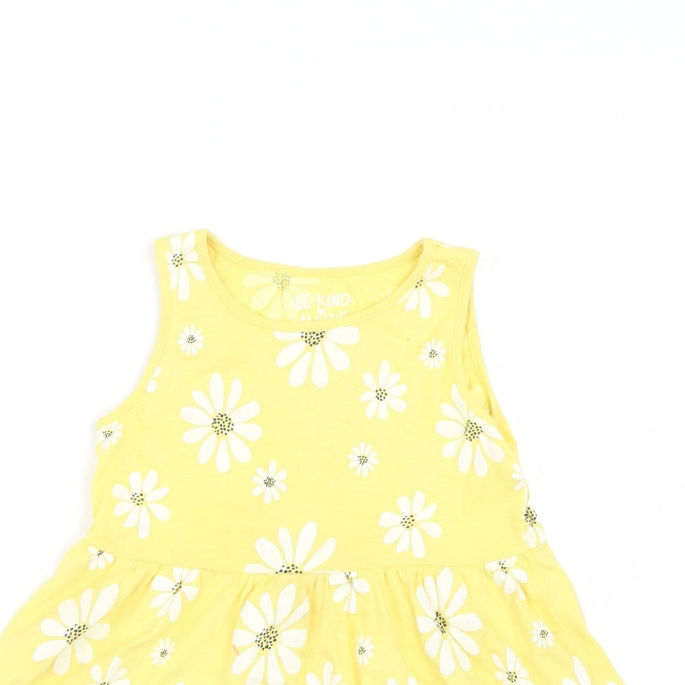 F&F Girls Yellow Floral  Shirt Dress  Size 5-6 Years